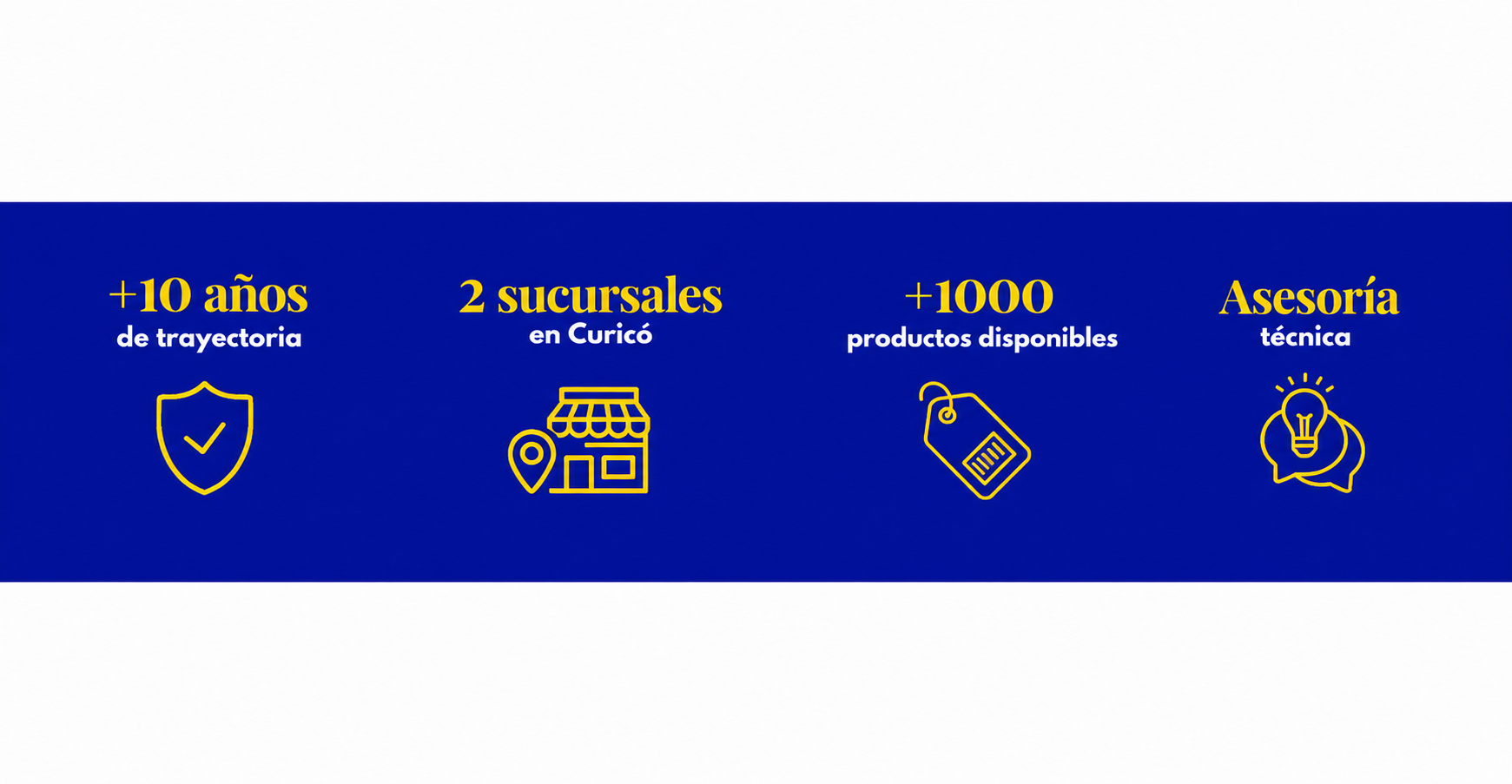 Mas de 10 anos de trayectoria, sucursales en Curico, productos disponibles y asesoria tecnica